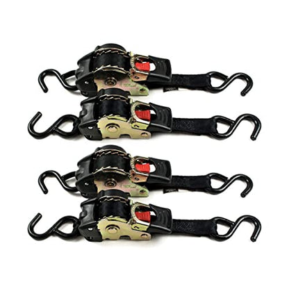 Auto Retractable Ratchet Straps Heavy Duty (4 pack) - Working Load Limit 500Lbs