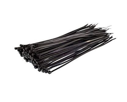 12" Black Zip Ties, 100 Pack, 50lb Strength