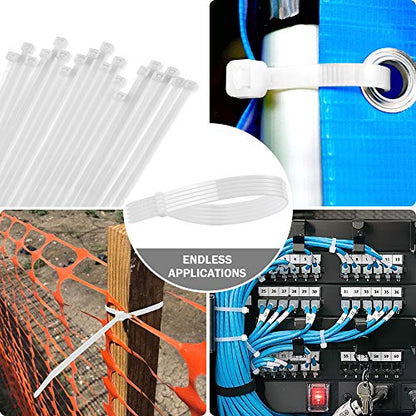 15" White Zip Ties (100 Pack)- Heavy Duty