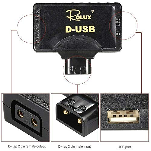 Rolux D-Tap P-Tap to USB Adapter Connector 5V Converter for Anton/Sony V-Mount Camera Battery - Grip Support Store