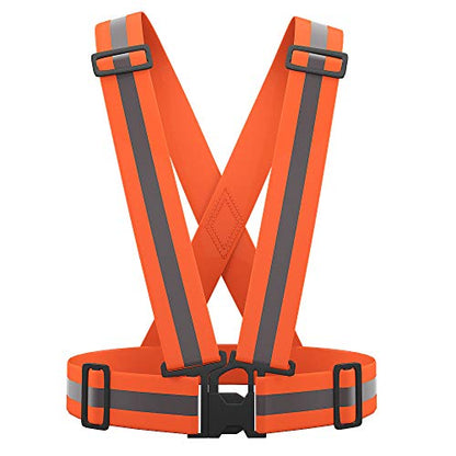Reflective Safety Vest with Hi Vis Bands (Orange, S-XL) - Grip Support Store