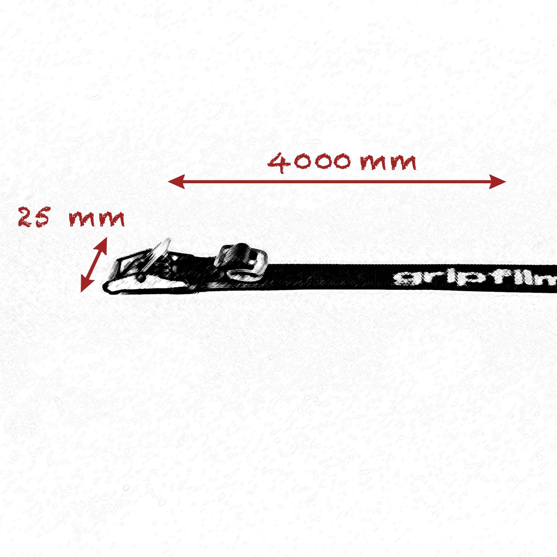 25mm - 4m LENGTH BLACK STRAP - Grip Support Store