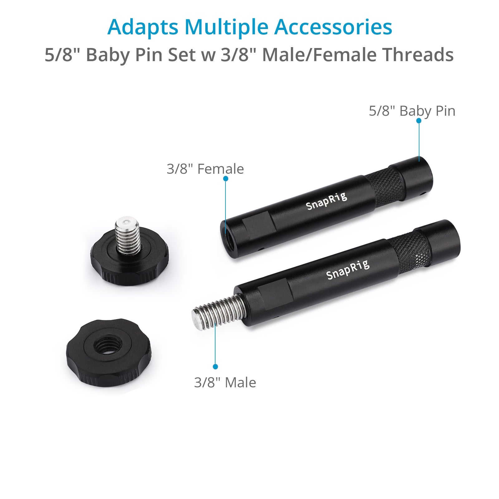 Snaprig 3-1/2" Baby Pin Set with 3/8” Male/Female Threads GP201 - Grip Support Store